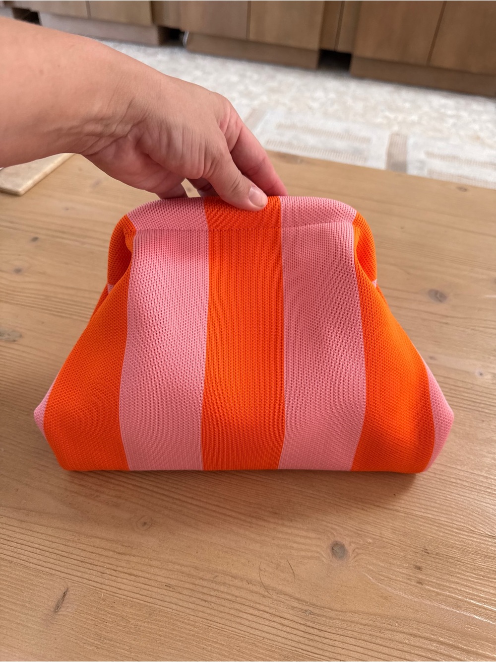 Striped Pink & Orange Women's Clutch Bag